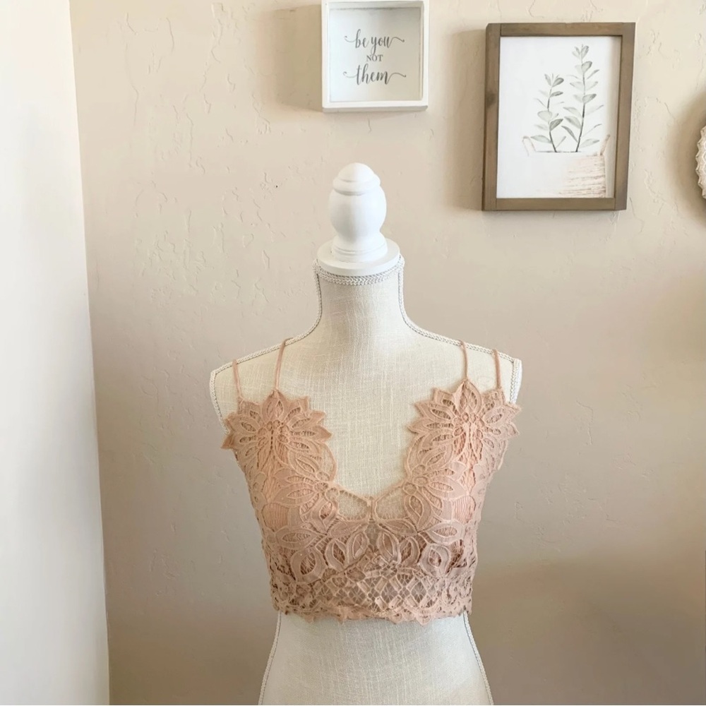 Peach Love Lace Bralette in Blush Pink